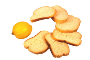 Sliced bread lay out in the form of a PacMan. Isolated on white background.
