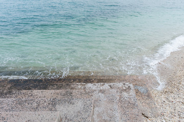 Industry in sea make pollution in the water. Copy space