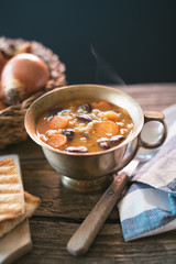 Red kidney bean soup with carrots and barley