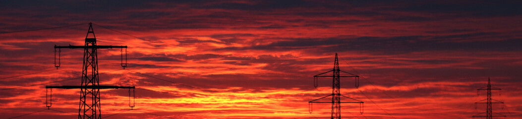 power line on a sunset background