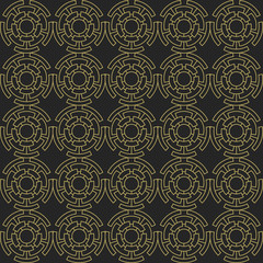 Golden geometric seamless ornament. Vector