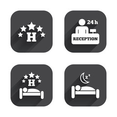 Five stars hotel icons. Travel rest place.