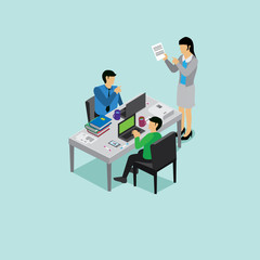 business meeting with isometric concept