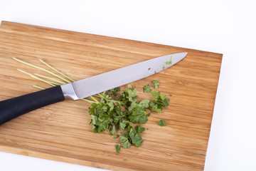 parsley on a chopping board cookery