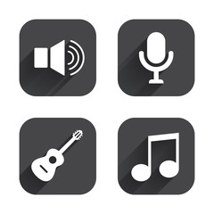Musical elements icon. Microphone, Sound speaker