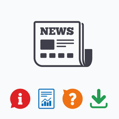 News icon. Newspaper sign. Mass media symbol.