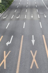 Road marking, Road surface marking signs and arrows for safety, Osaka, Japan