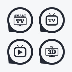 Smart 3D TV mode icon. Retro television symbol.