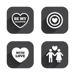 Valentine day love icons. Target aim with heart.