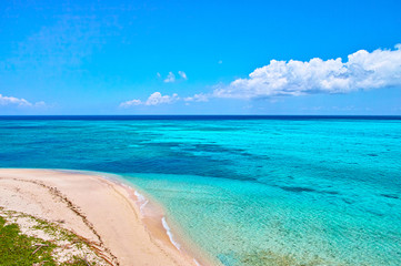 池間島のビーチとエメラルドグリーンの海