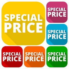 Special price icons set with long shadow