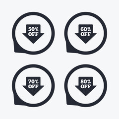 Fototapeta premium Sale arrow tag icons. Discount off symbols.