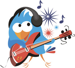 funny bird with a guitar