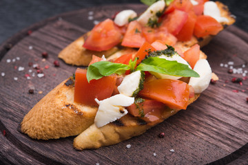 bruschetta with tomato and mozzarella