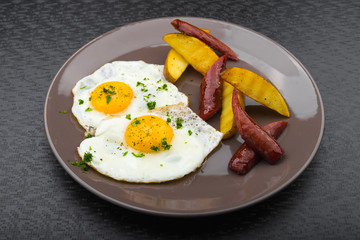 hearty breakfast of eggs