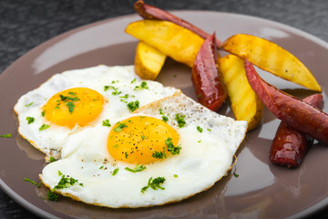 hearty breakfast of eggs