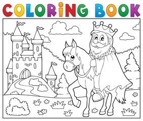 Coloring book king on horse theme 2