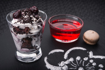 chocolate dessert in glass