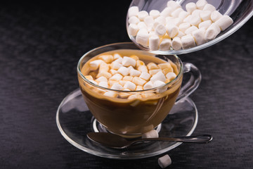 Cup of coffee with marshmallow