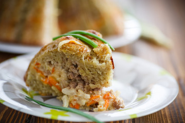 potato casserole with vegetables inside