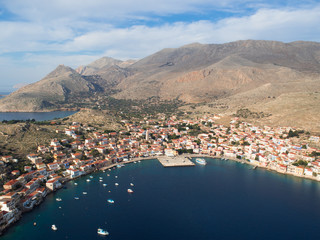 Port of Chalki island, Greece,aerial view