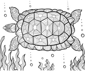 Hand drawn ink pattern. Coloring book Coloring for adult