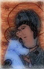 Madonna of Vladimir. Digital manipulation of a hand painted icon.