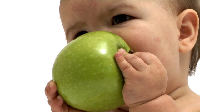 Baby eating apple