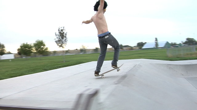 Closeup of skateboarder