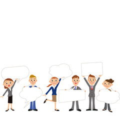 吹き出しを持つ会社員