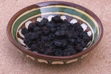 Dried schisandra (Schisandra chinensis)  edible fruit known as 