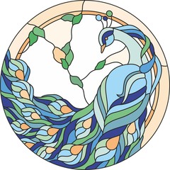 stained glass window peacock