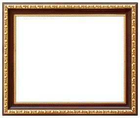 Wood vintage frame isolated on white. Wood frame simple design.