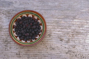 Dried schisandra (Schisandra chinensis)  edible fruit known as 