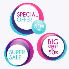 Set of sale banners design. Sale paper banner. Sale and discount