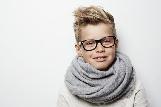 Boy in scarf and spectacles, portrait