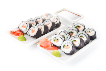 sushi with rice and salmon