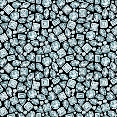 Black background with diamonds seamless pattern. No gradient use