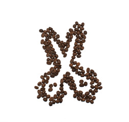 scissors made of coffee beans isolated