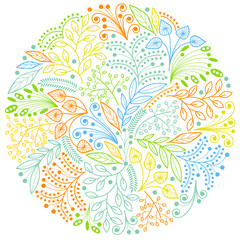 Bright decorative floral composition on white background