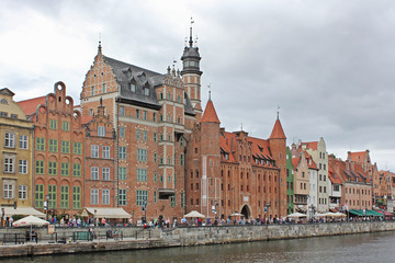 River embankment Motlava.Gdansk old town. Poland.