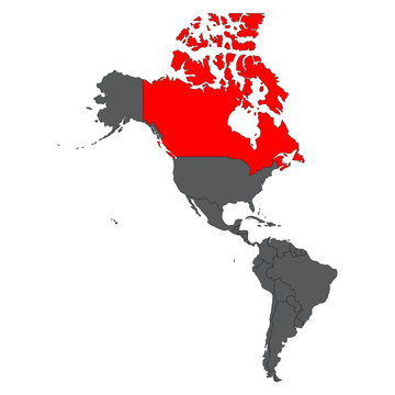 recommend clip art: Canada red map on gray America map vector