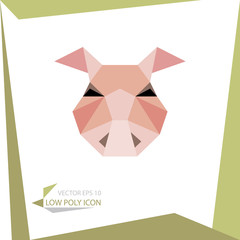 low poly animal icon. vector pig