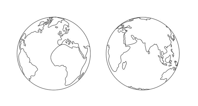 World planet Earth globe outline icon illustration isolated.