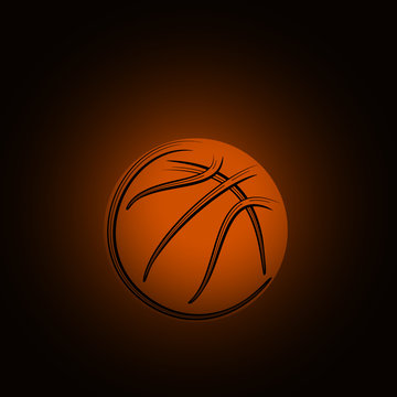basketball symbol drawing with black strokes dark background