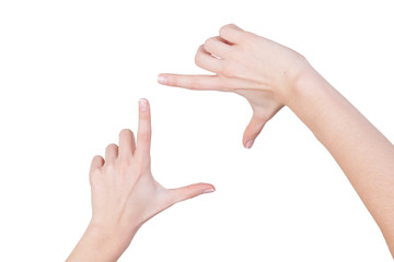 isolated female hand showing symbol