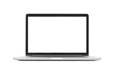 isolated laptop with blank space on white background - obrazy, fototapety, plakaty