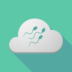 Long shadow cloud icon with sperm cells