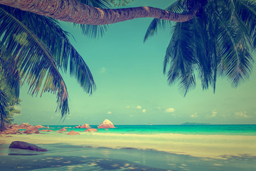 Fototapeta premium anse lazio beach praslin island seychelles vintage filtered