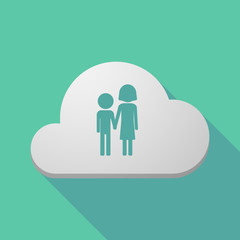 Long shadow cloud icon with a childhood pictogram